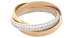 ANILLO CARTIER TRINITY PM 3 OROS CON DIAMANTES 55 AMARILLO ORO ROSA BLANCO 18ANILLO K Dorado 