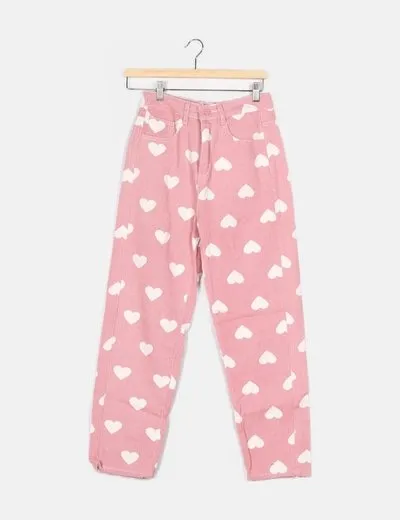 SHEIN Jeans mom fit rosa corazones