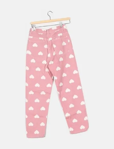 SHEIN Jeans mom fit rosa corazones
